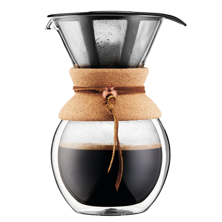 33.81oz Stainless Steel Pour Over Coffee Maker with Glass Carafe