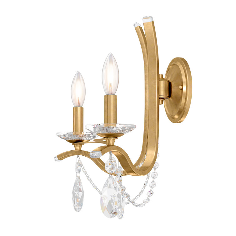 Heirloom Gold 2-Light Wall Sconce with Clear Crystals