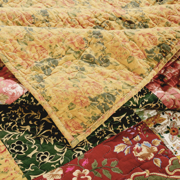 Antique Chic Twin Red Cotton Reversible Bedspread Set