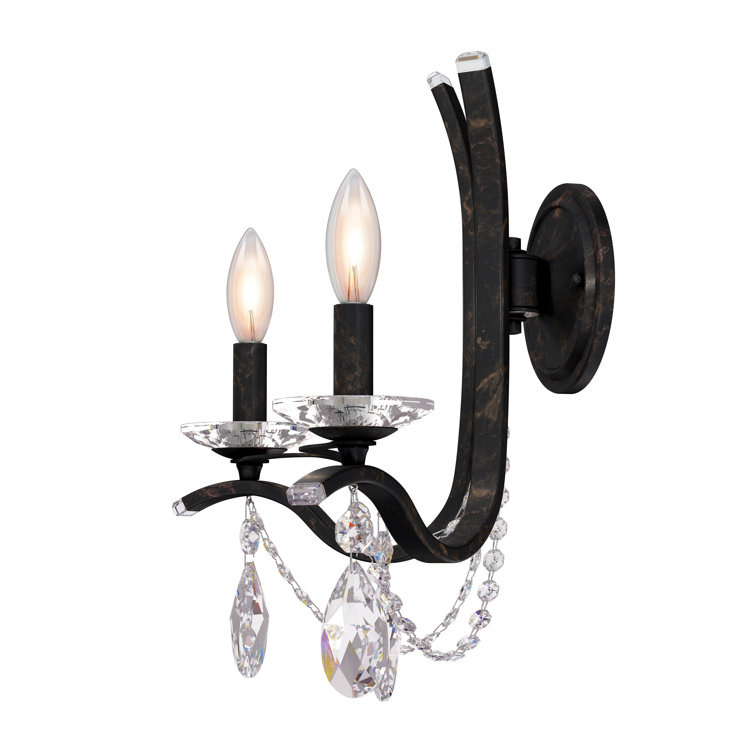 Heirloom Bronze Vesca 2-Light Wall Sconce with Clear Heritage Crystals