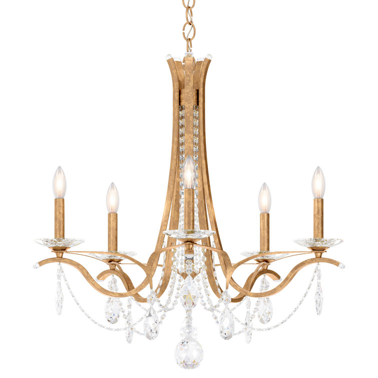 French Gold Vesca 5-Light Chandelier with Clear Heritage Crystal