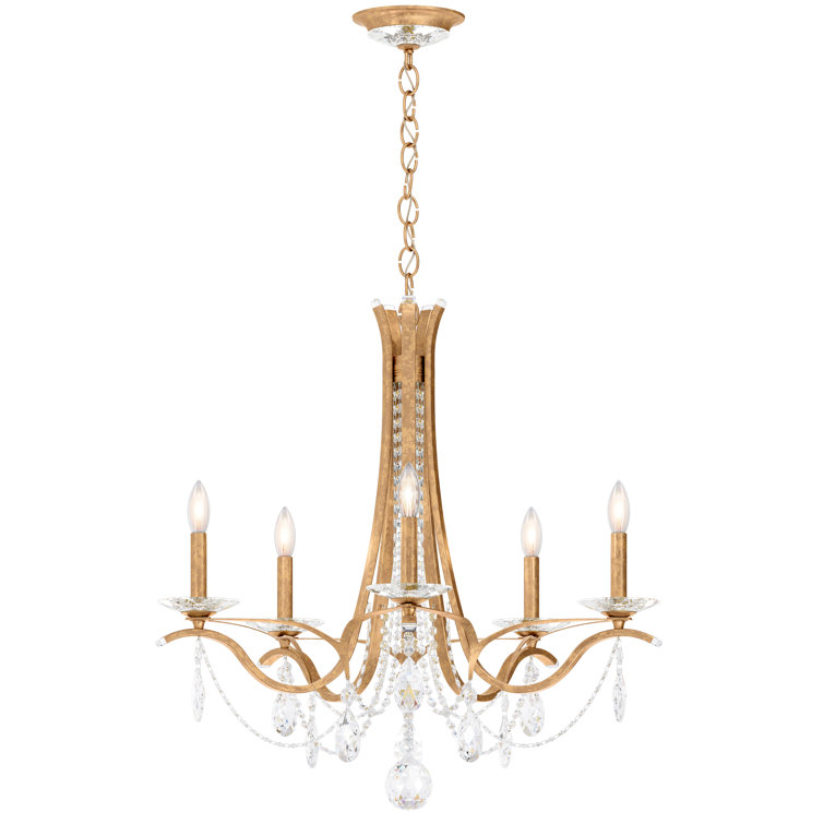 French Gold Vesca 5-Light Chandelier with Clear Heritage Crystal