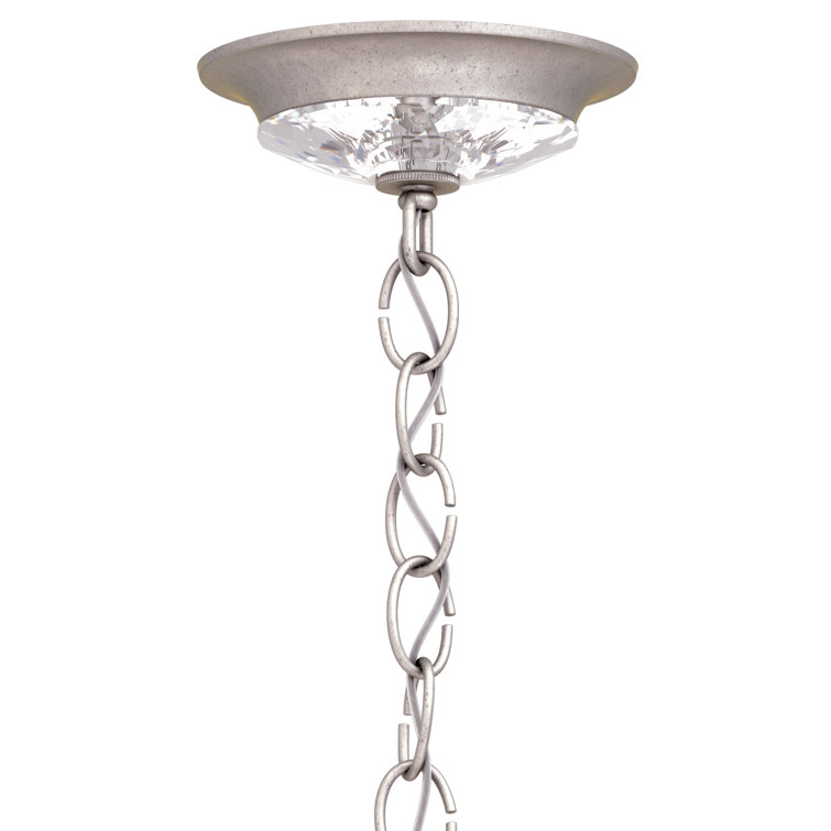 Antique Silver 5-Light Crystal Chandelier with Clear Heritage Crystals