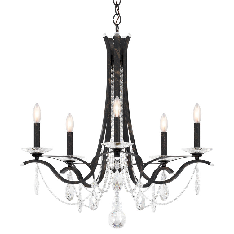 Ferro Black 5-Light Traditional Crystal Chandelier with Clear Accents
