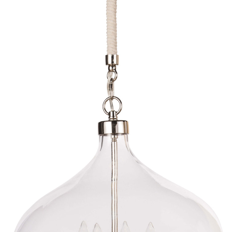 Raindrop Glass & Polished Nickel 4-Light Coastal Pendant