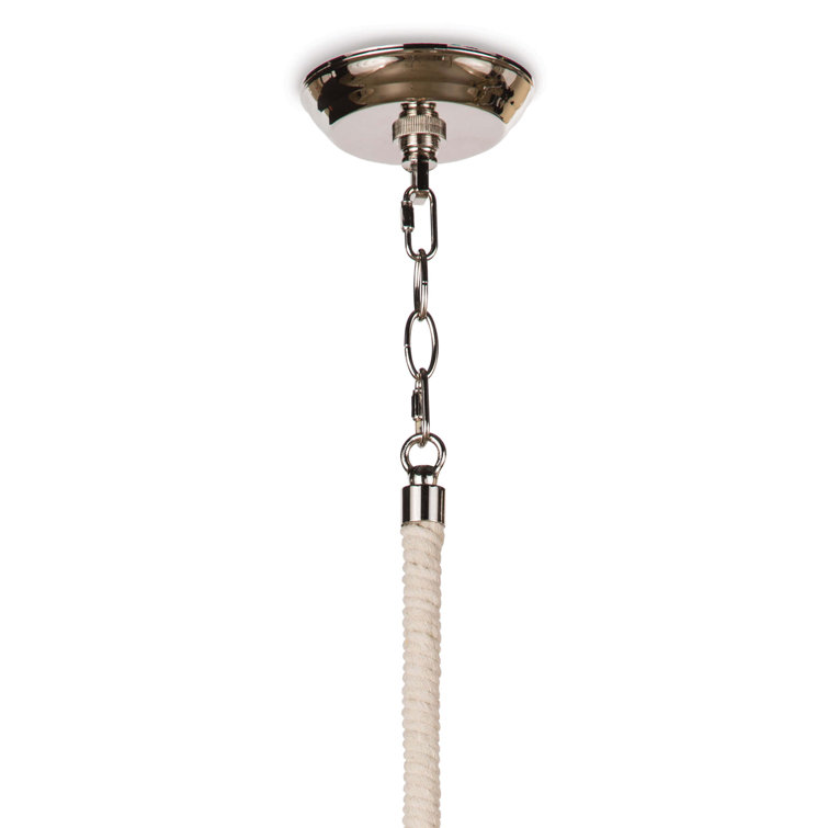 Raindrop Glass & Polished Nickel 4-Light Coastal Pendant