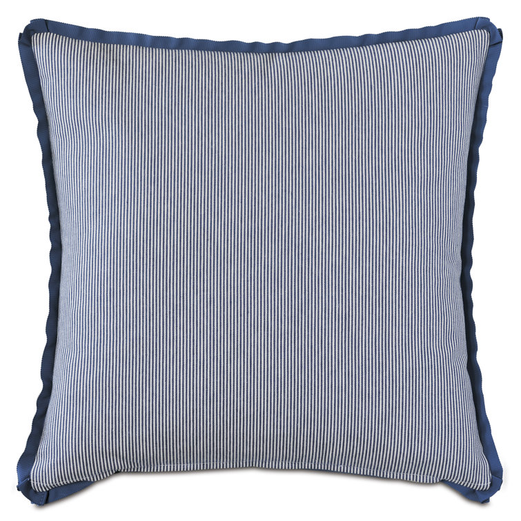 Blue Floral Linen and Cotton Reversible Throw Pillow