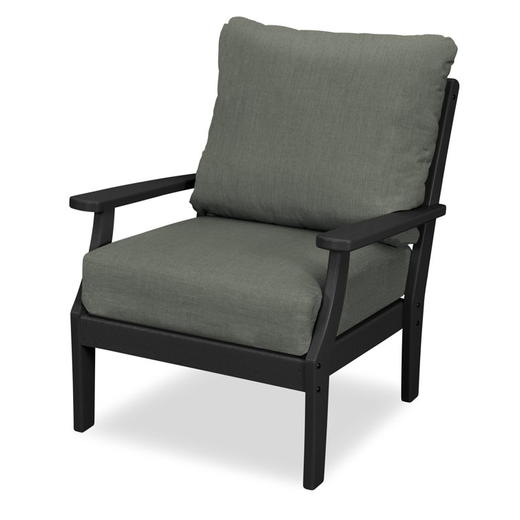 Charcoal Black Outdoor Chair with Grey Cushions