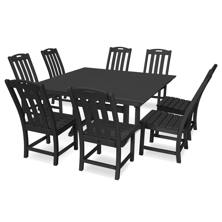 Charcoal Black Recycled Plastic 8-Person Outdoor Dining Set