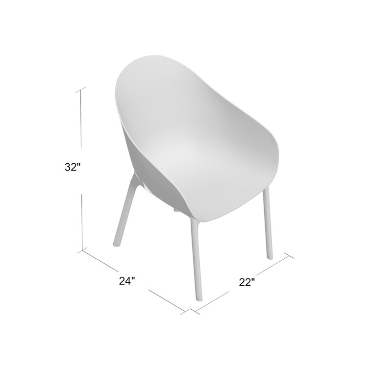Black Plastic Resin Modern Outdoor Dining Chairs, Set of 2