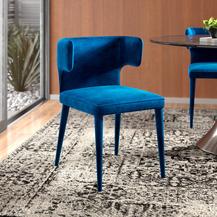 Teal Velvet Upholstered Wingback Side Chair with Metal Legs