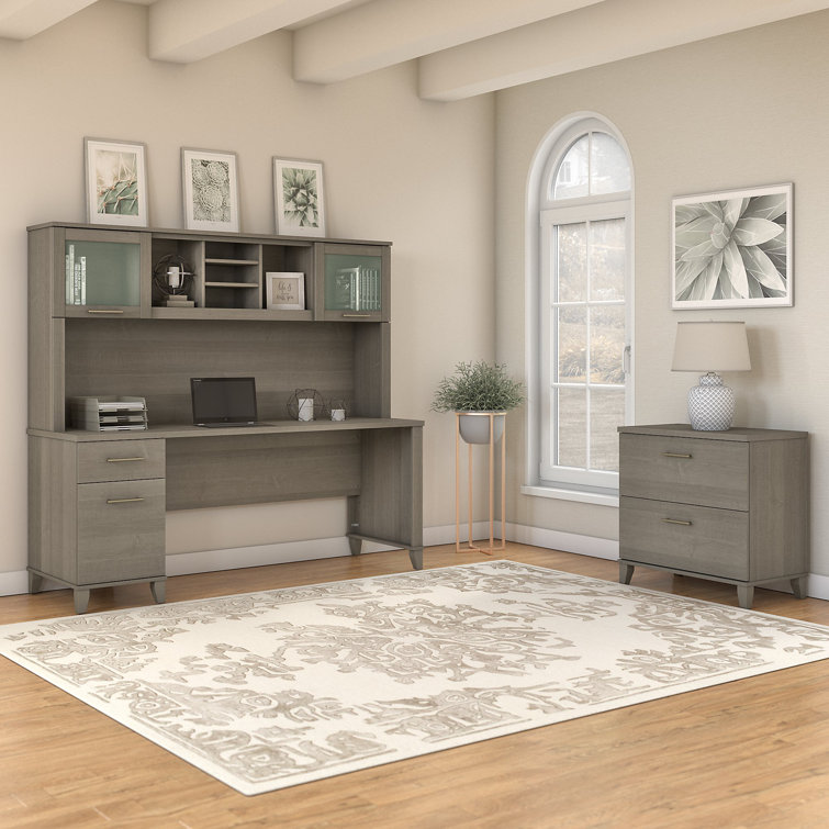 Ash Gray Transitional 2-Drawer Lateral Filing Cabinet