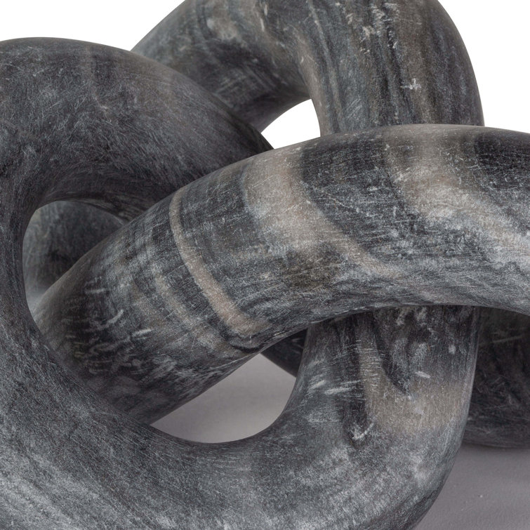 Cassius Black Hand-Carved Stone Abstract Tabletop Sculpture