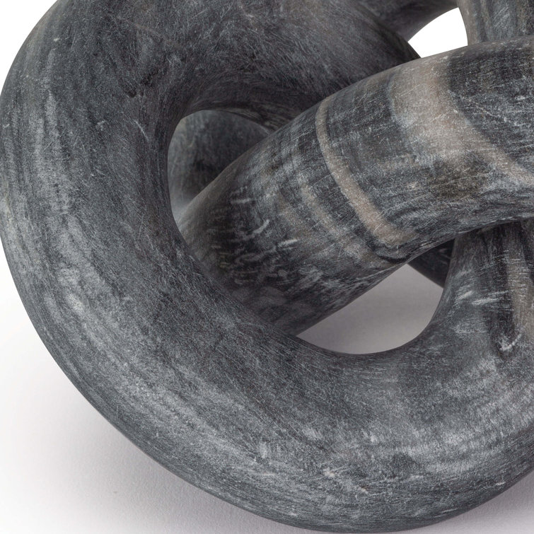 Cassius Black Hand-Carved Stone Abstract Tabletop Sculpture