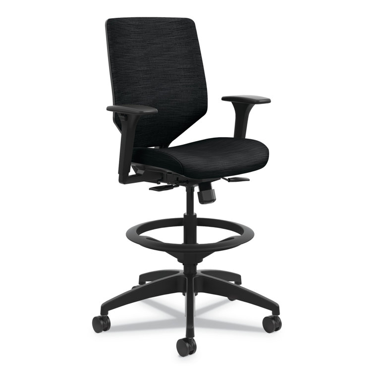 Adjustable Swivel Mesh Task Stool with Reactive Back Support, Black