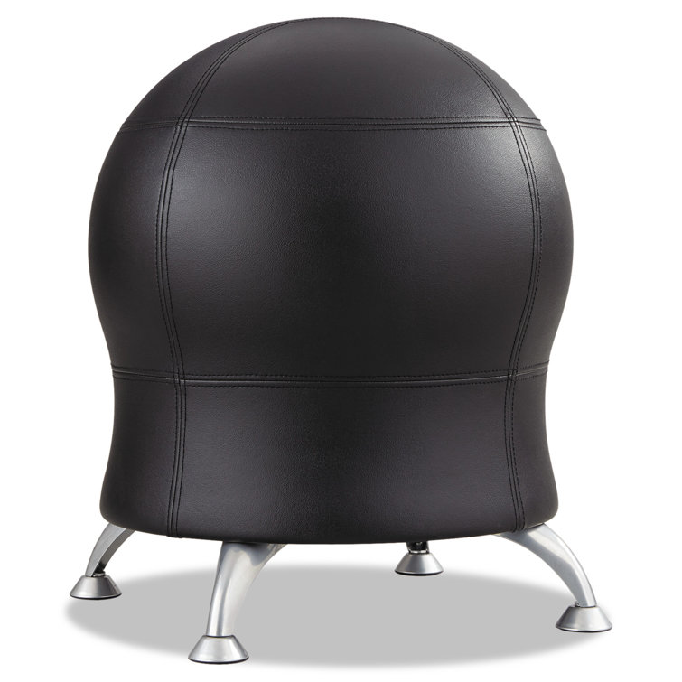 Zenergy Black Powder-Coated Steel Ball Chair with Anti-Burst Exercise Ball