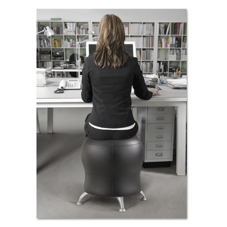 Zenergy Black Powder-Coated Steel Ball Chair with Anti-Burst Exercise Ball