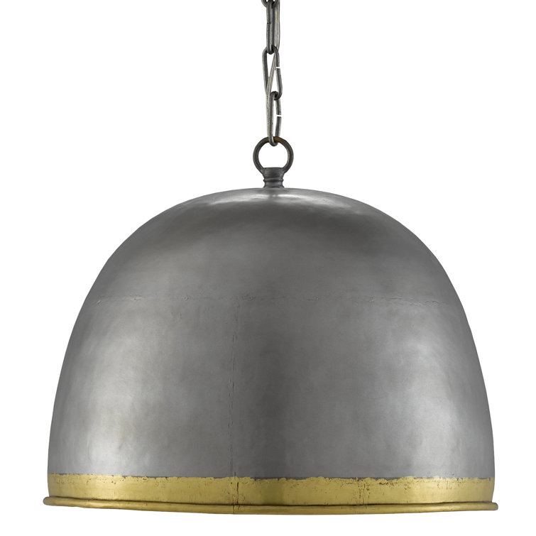 Matute Pewter and Brass Adjustable Dome Pendant Light