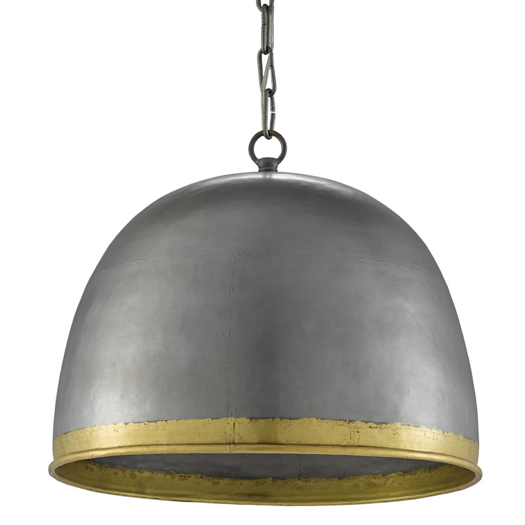 Matute Pewter and Brass Adjustable Dome Pendant Light