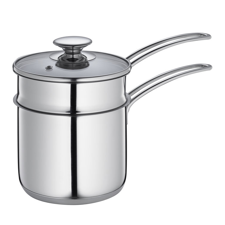 1.6 Quart Stainless Steel Double Boiler with Glass Lid