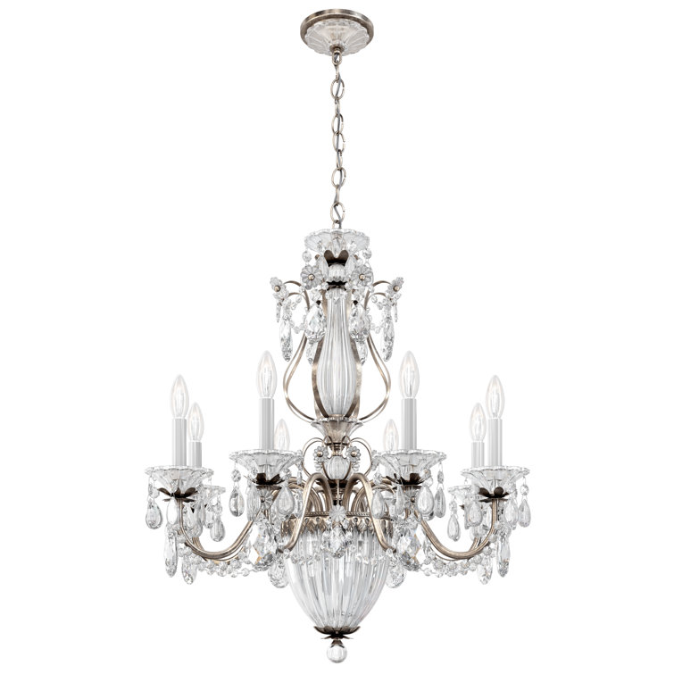 Elegant Antique Silver 11-Light Chandelier with Heritage Crystal
