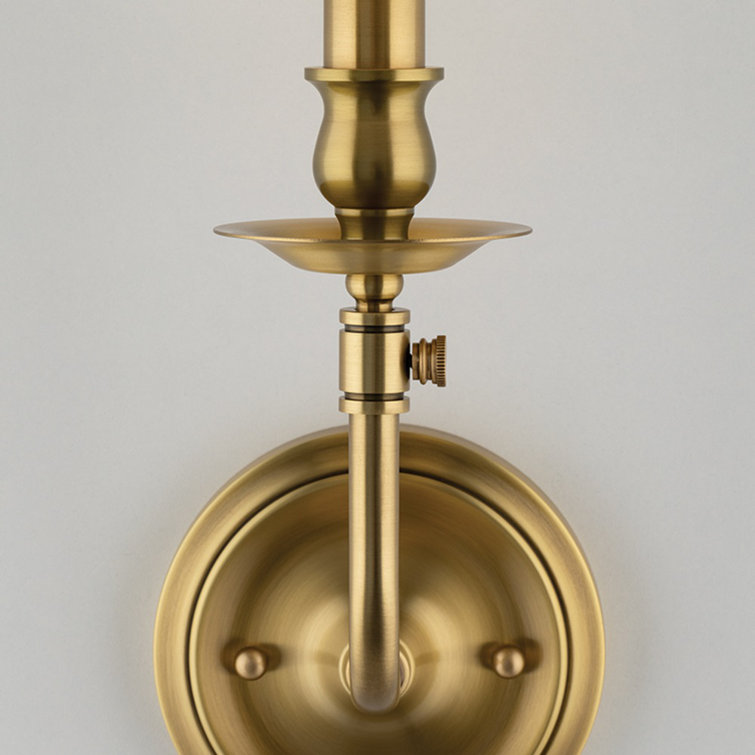 Aged Brass Logan Dimmable Linen Shade Wall Sconce