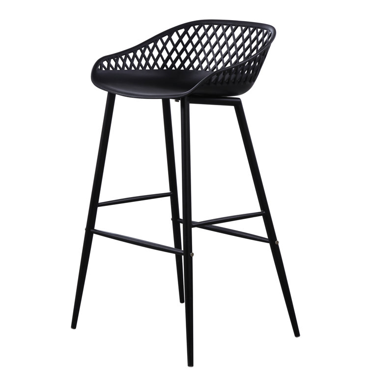 Black Powder Coated Aluminum Patio Bar Stools, Set of 2