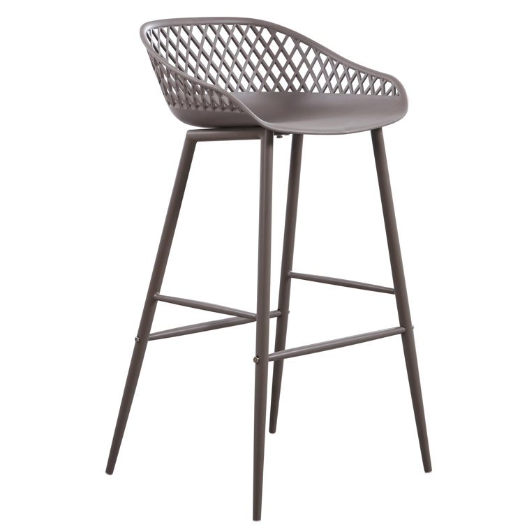 Black Powder Coated Aluminum Patio Bar Stools, Set of 2