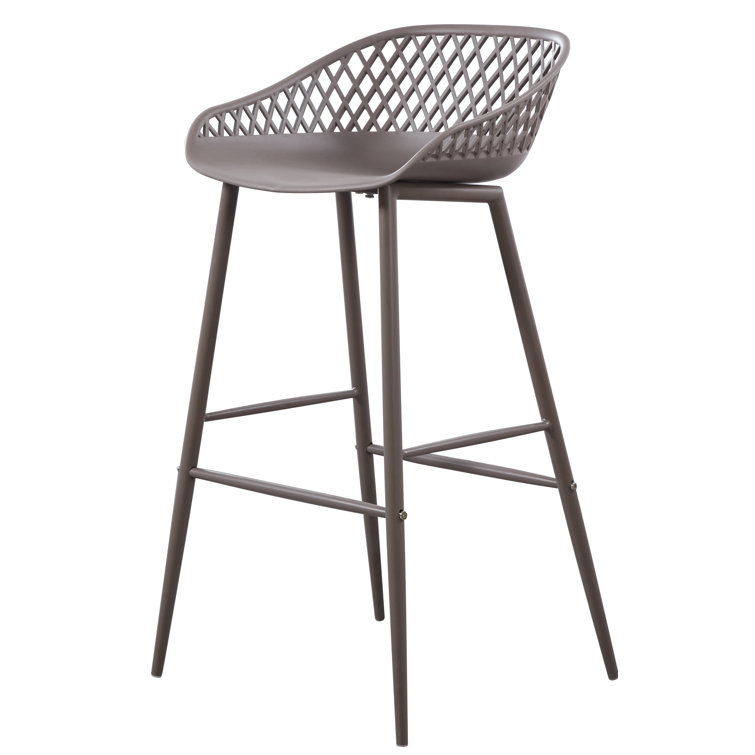 Black Powder Coated Aluminum Patio Bar Stools, Set of 2