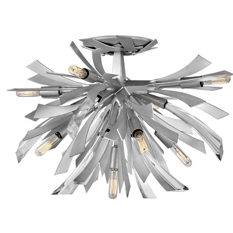 Glacial Gold Crystal 9-Light Contemporary LED Semi-Flush Mount