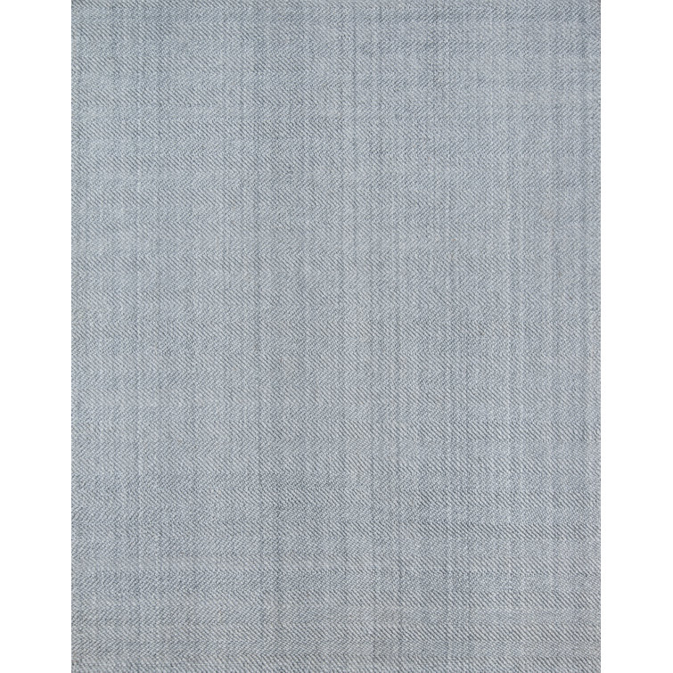Gray Handwoven Wool and Synthetic Herringbone Area Rug