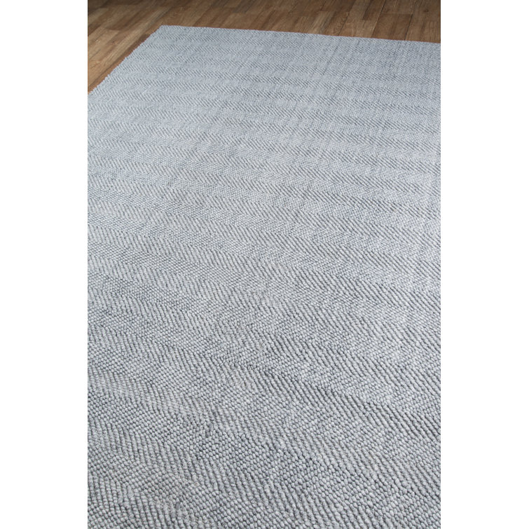 Gray Handwoven Wool and Synthetic Herringbone Area Rug