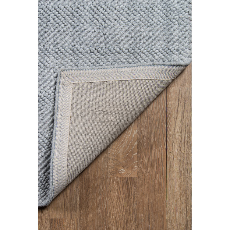 Gray Handwoven Wool and Synthetic Herringbone Area Rug