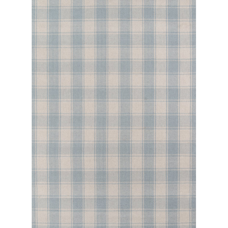 Handwoven Light Blue Wool Tartan Plaid Area Rug 2' x 3'