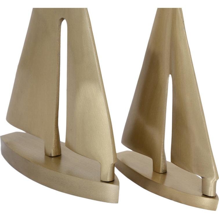 Gold Leaf Aluminum Sailboat Statue Set, 12.25"