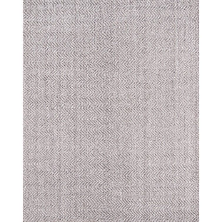 Handmade Brown Herringbone Wool and Synthetic Rectangular Area Rug