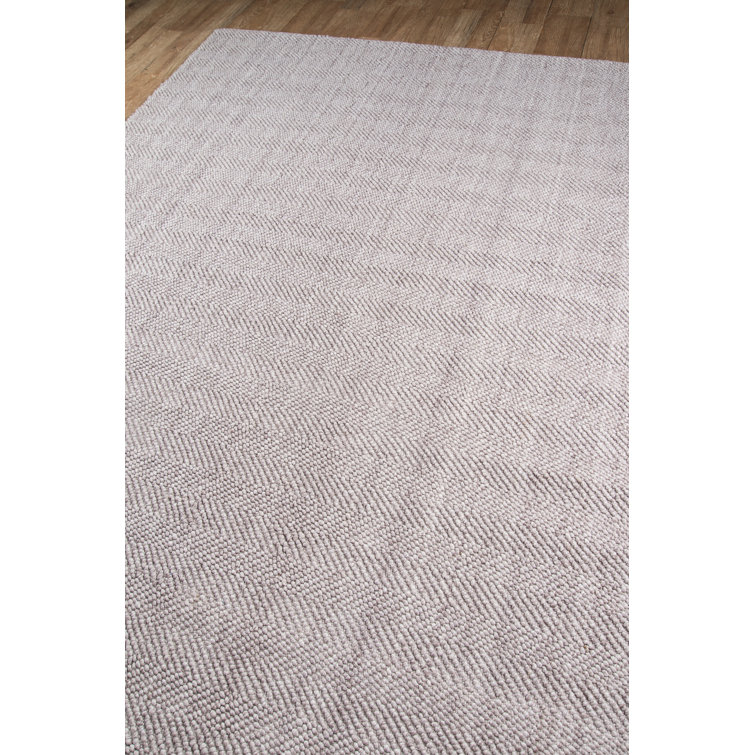 Handmade Brown Herringbone Wool and Synthetic Rectangular Area Rug