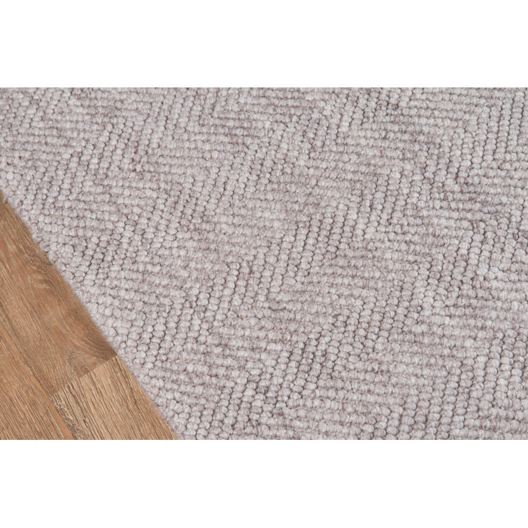 Handmade Brown Herringbone Wool and Synthetic Rectangular Area Rug