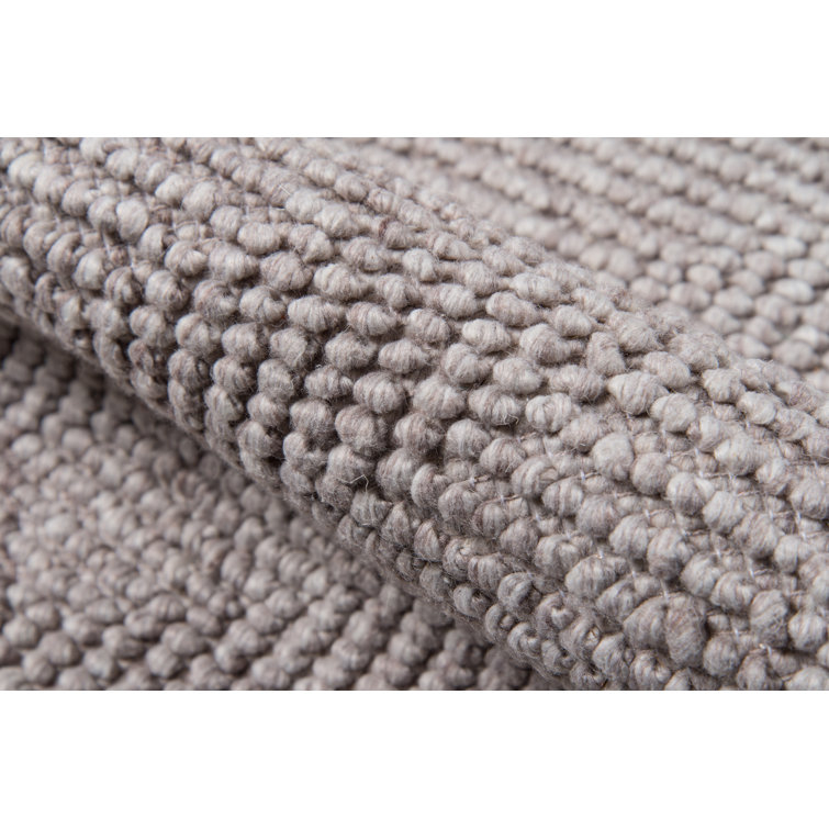 Handmade Brown Herringbone Wool and Synthetic Rectangular Area Rug