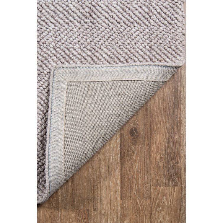 Handmade Brown Herringbone Wool and Synthetic Rectangular Area Rug