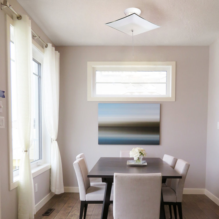 White Glass Square Ceiling Light with Pull Chain