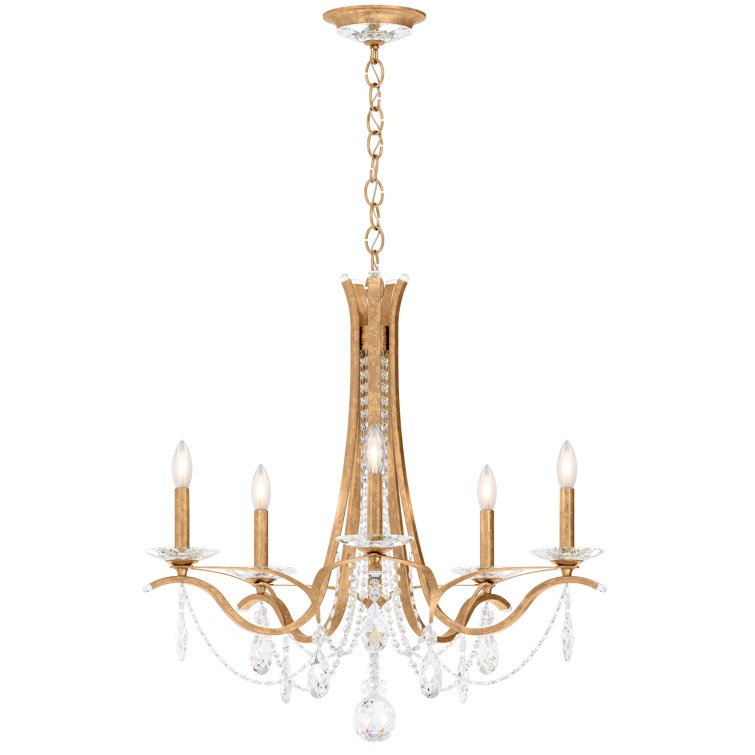 French Gold Vesca 5-Light Chandelier with Clear Heritage Crystal