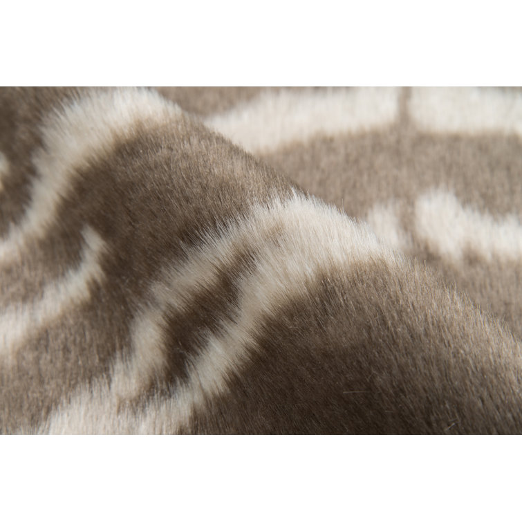 Gray and Taupe Faux Fur Rectangular Area Rug