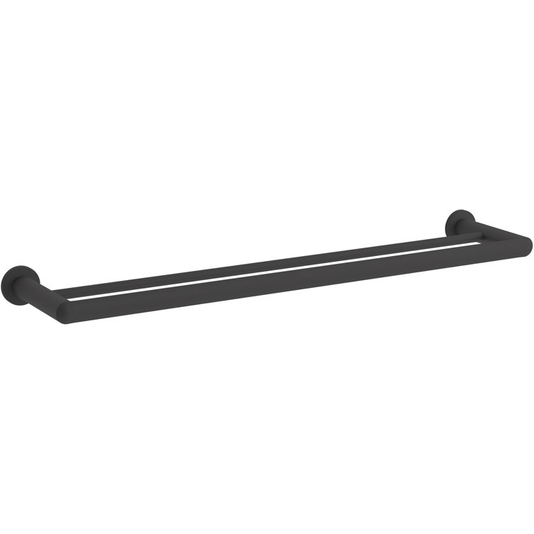 Kumin Matte Black 24" Double Wall Mounted Towel Bar