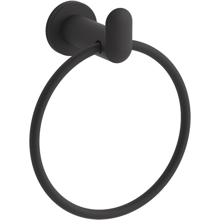 Matte Black Wall Mounted Metal Towel Ring