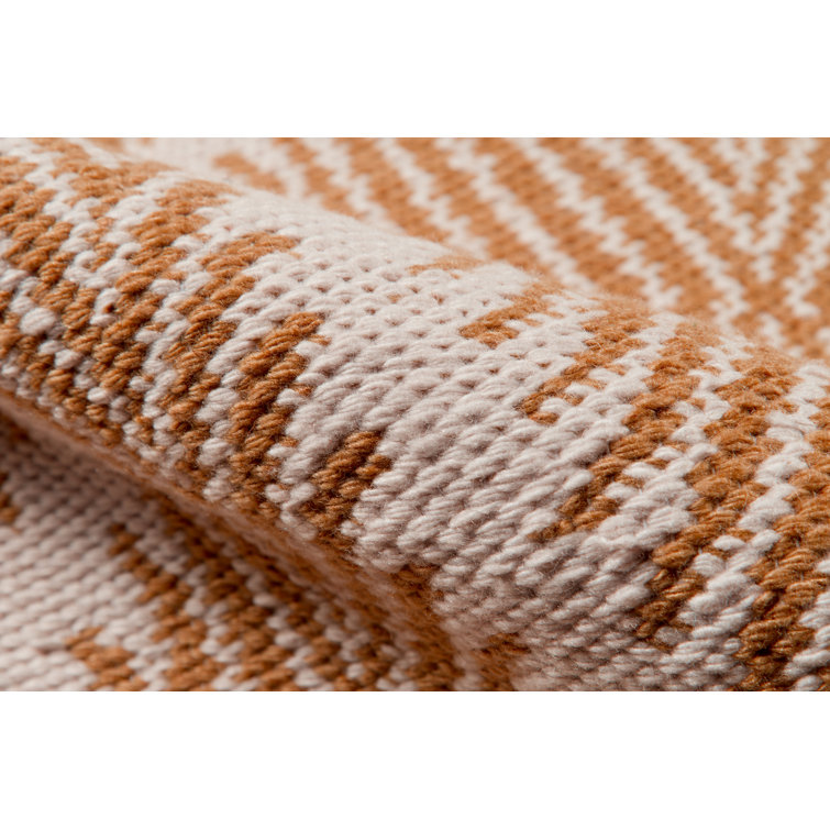 Handwoven Orange Diamond Pattern Reversible Area Rug 8'6" x 11'6"
