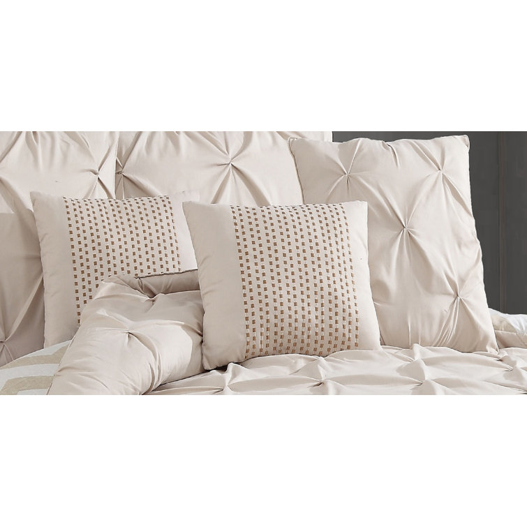 Taupe Twin Reversible Microfiber Comforter Set with Chevron Pattern
