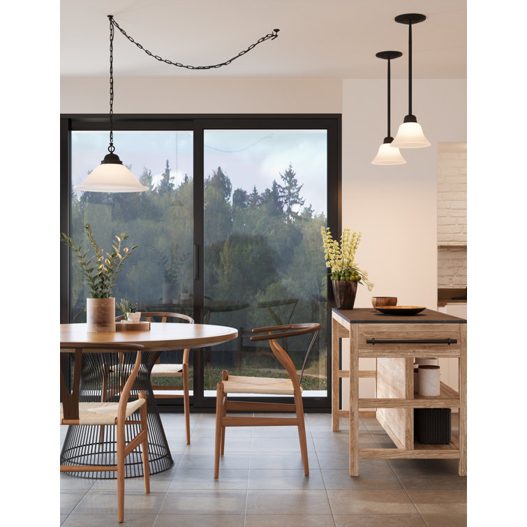 Mini Alabaster Glass & Oil-Rubbed Bronze Pendant Light
