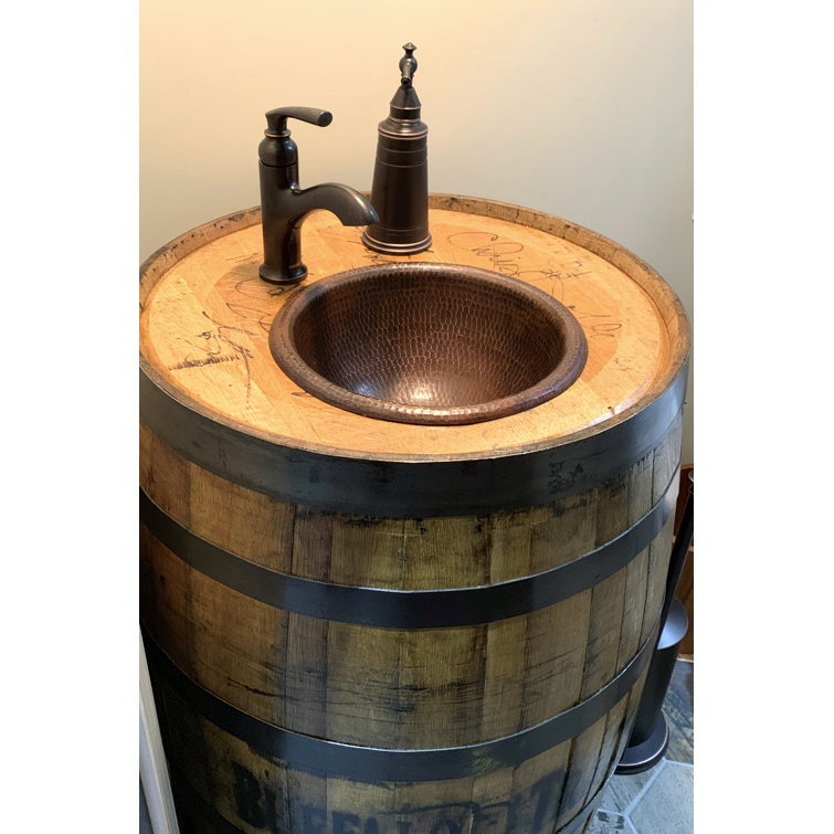 12" Round Hammered Copper Bathroom Sink