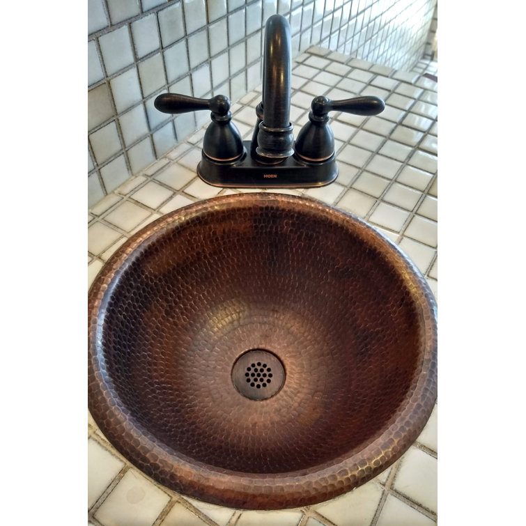 12" Round Hammered Copper Bathroom Sink
